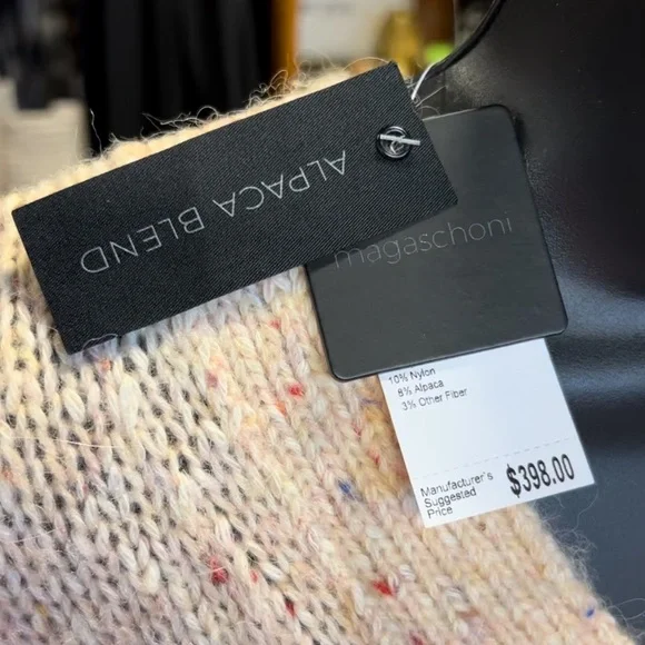 Magaschoni NWT $398 Sweater Beige Confetti Alpaca Wool Blend V Neck Size M - Picture 4 of 14